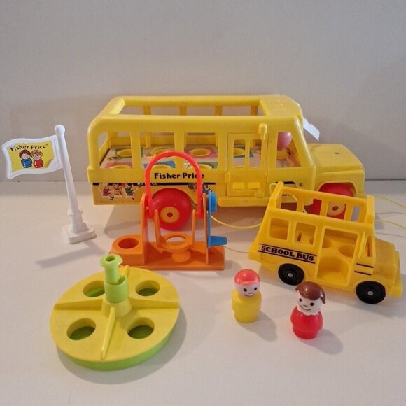 Vtg 1988 Fisher Price Little People School Playground Accessories Bus Buses Lot - Picture 1 of 10
